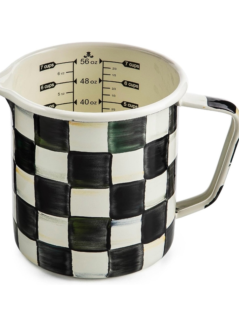 MacKenzie-Childs Courtly Check 7-Cup Enamel Measuring Cup Pitcher 56 oz